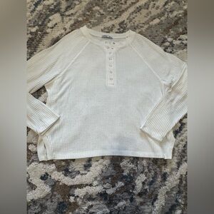 Cozy White Long Sleeve Henley Top
